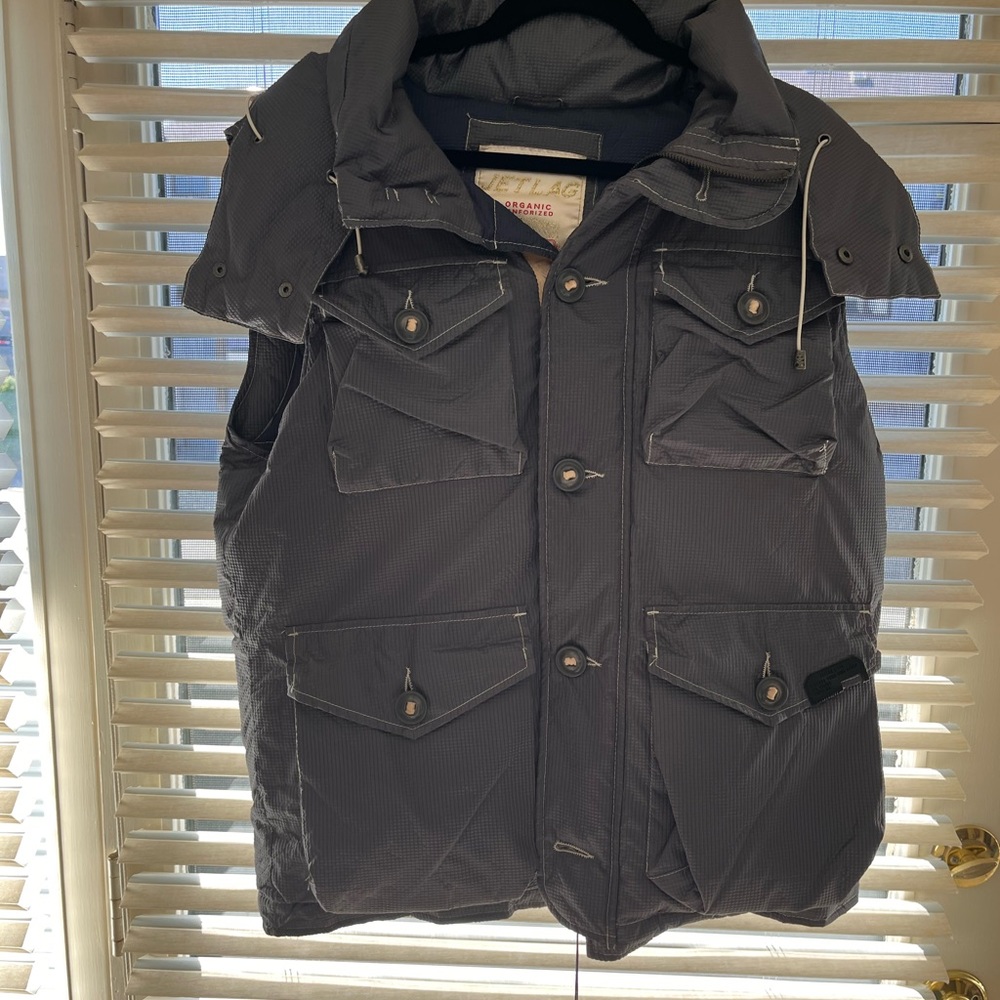 Jet Lag Original Down Vest with removable hood. Men’s size Large, Color …